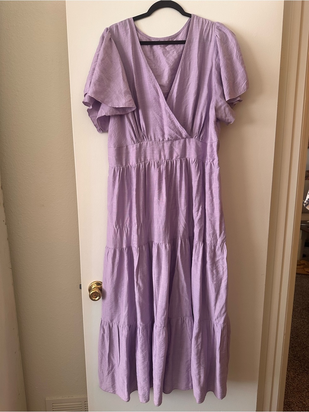SHEIN Lavender Wrap Tiered Maxi Dress
